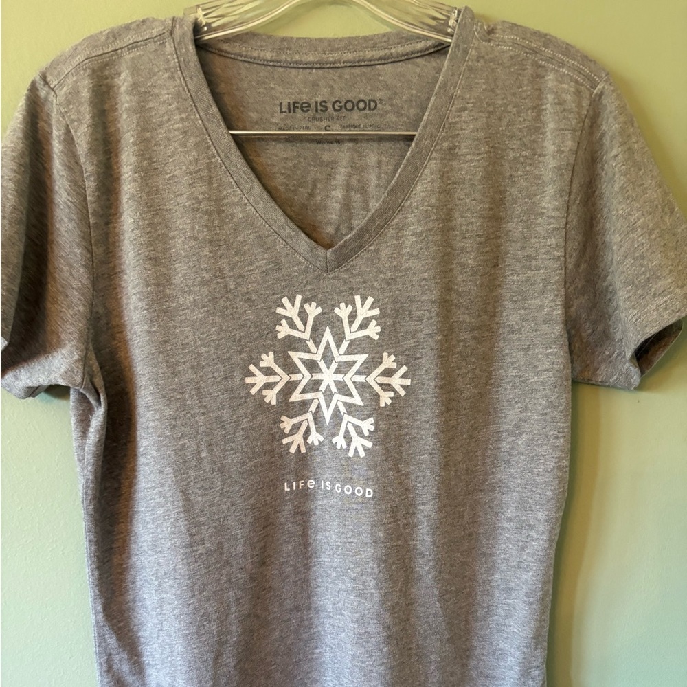 Life Is Good Heather Gray Tee with Motivational Patch